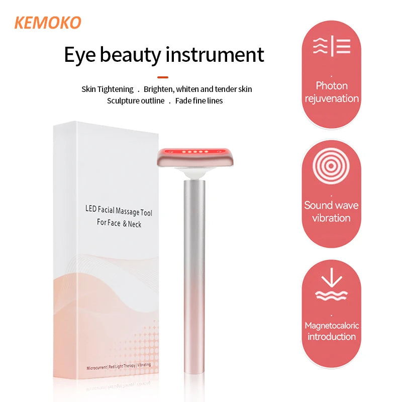 Microcurrent EMS Facial Wand Face Massager Red Ligh Facial Fade Eye Line Magic Dark Circle Wand Therapy Infrared Beauty Device