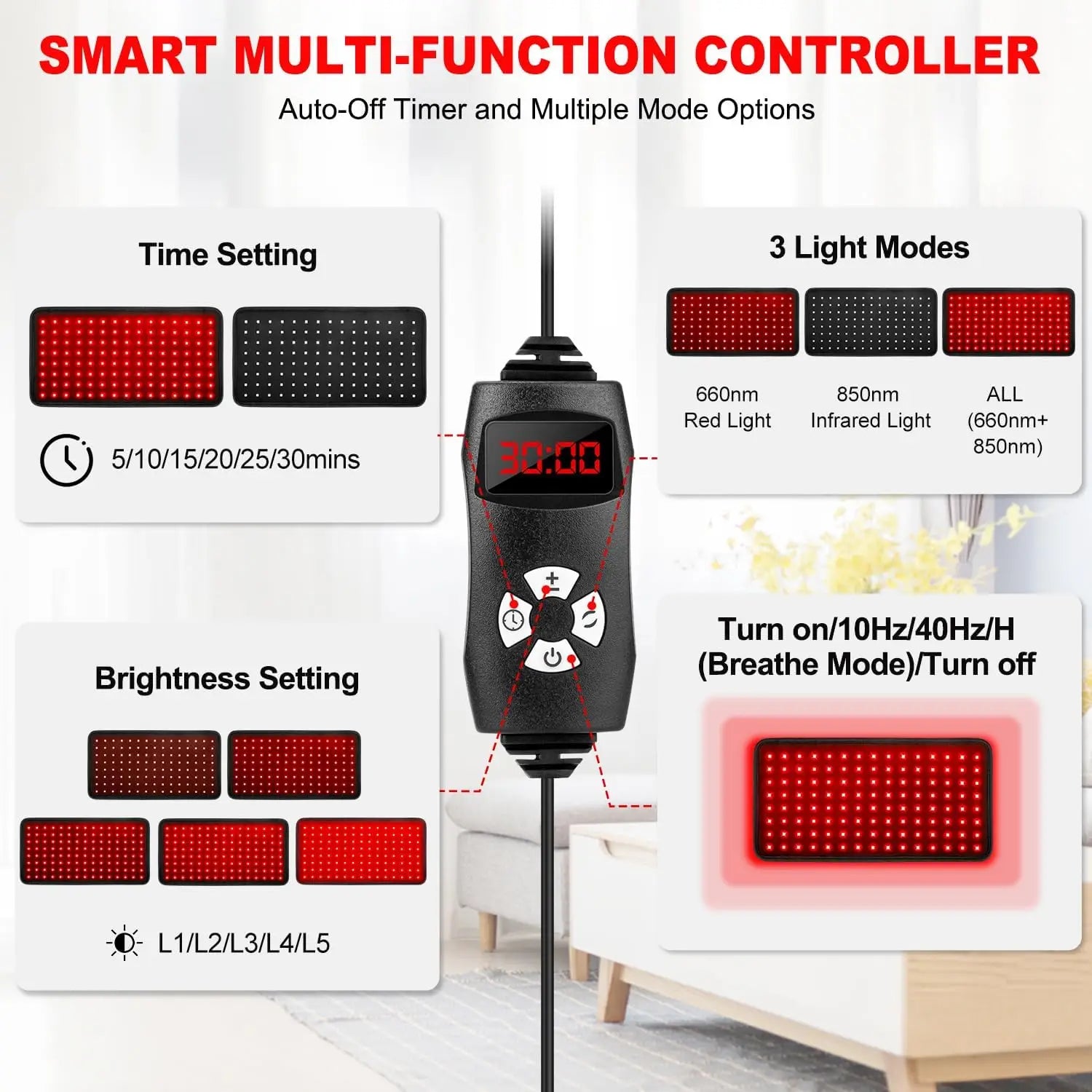 Red＆Infrared Therapy 120Pcs LED Red Light Belt 660Nm&850Nm Infrared Light Therapy Pad for Body Relief Care Fatigue Deep Therapy