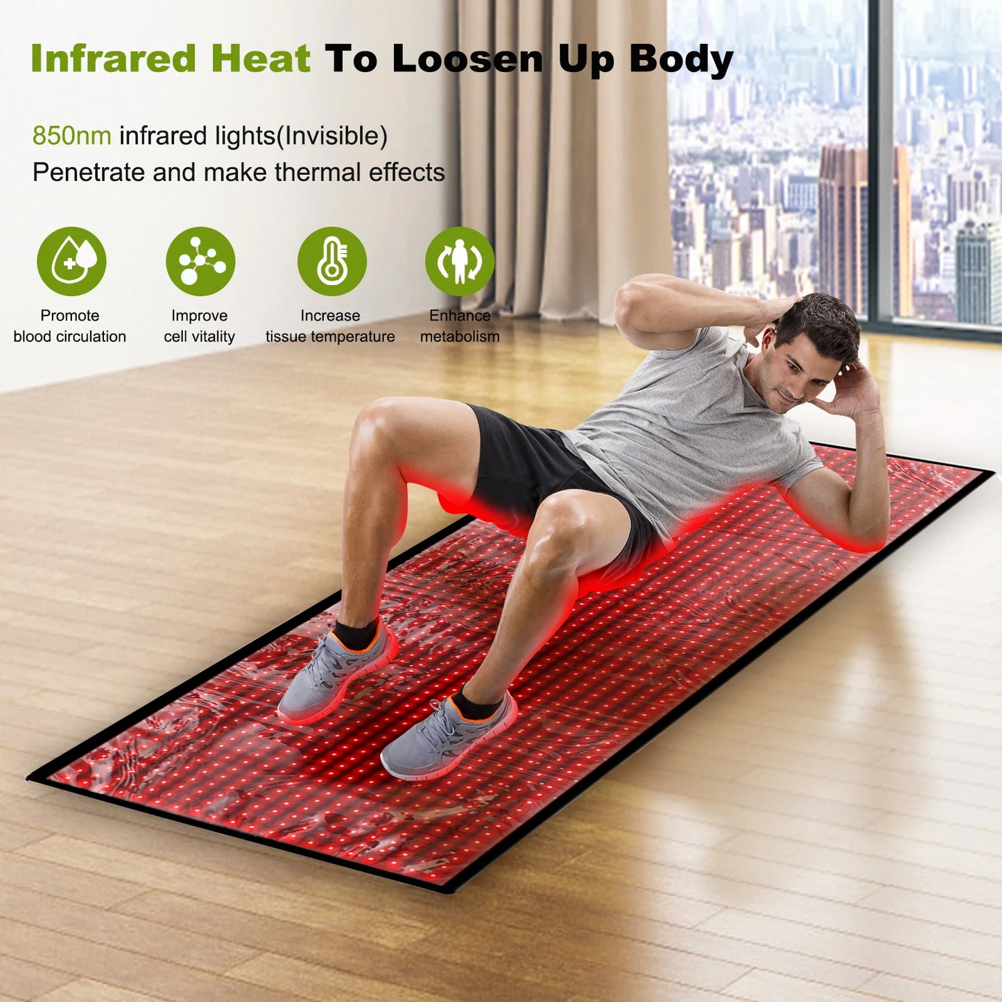 near Infrared Mat 1280Pcs LED Reds Light Therapy Devices Large Pads for Whole Full Body Home Health Relaxation Device