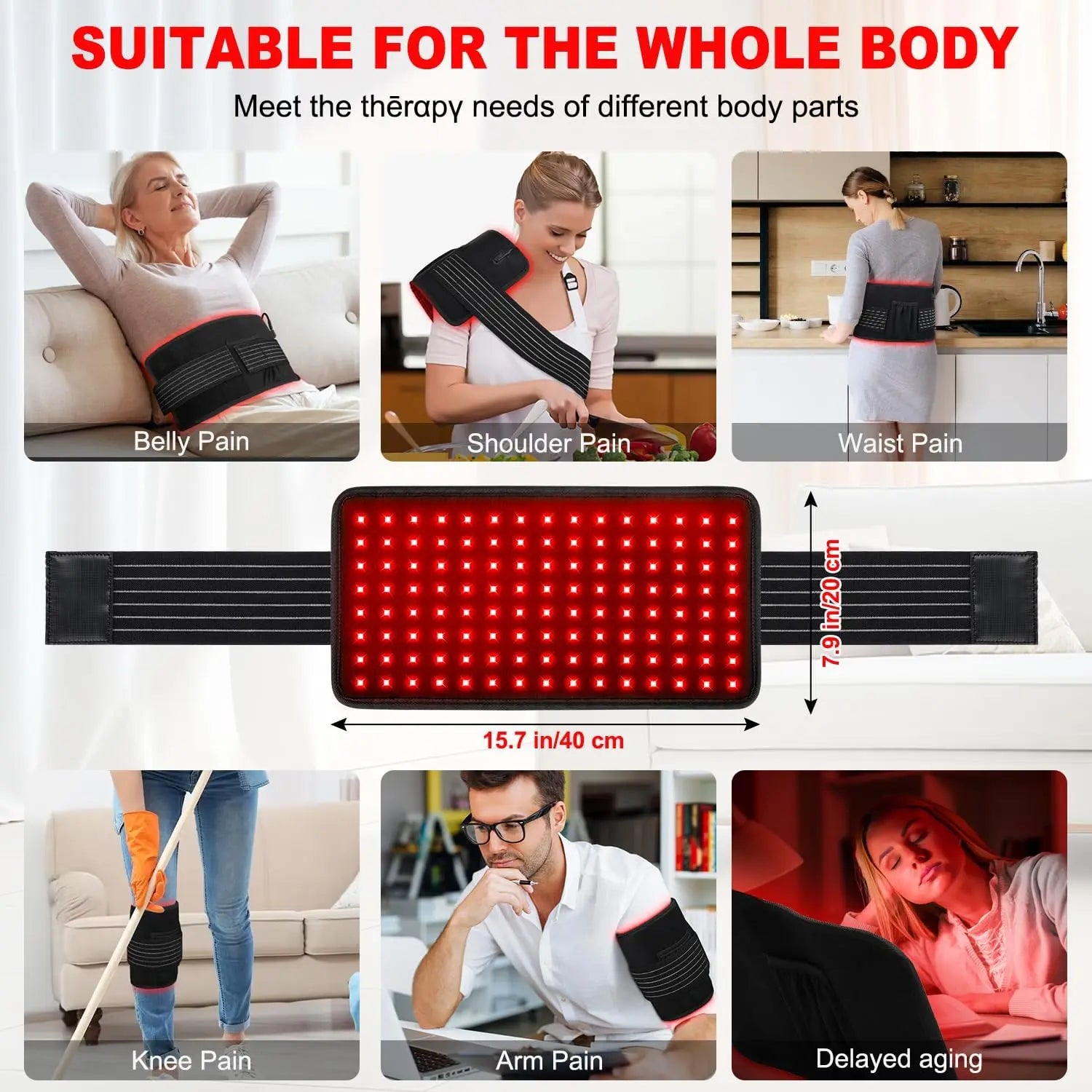 Red＆Infrared Therapy 120Pcs LED Red Light Belt 660Nm&850Nm Infrared Light Therapy Pad for Body Relief Care Fatigue Deep Therapy